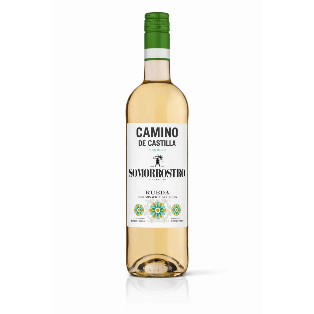 Botella de vino blanco Verdejo D.O. Rueda Somorrostro de LICORERO, ideal para maridajes y coctelería.